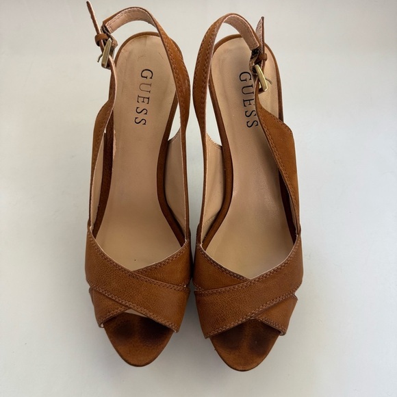 Brown Stiletto Heels with Platform and Slingback - Picture 2 of 8